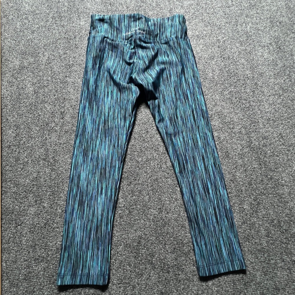 Lorna Jane Teal Space Dye Cropped Leggings High Rise Activewear 7/8 Yoga Pants - Picture 6 of 8